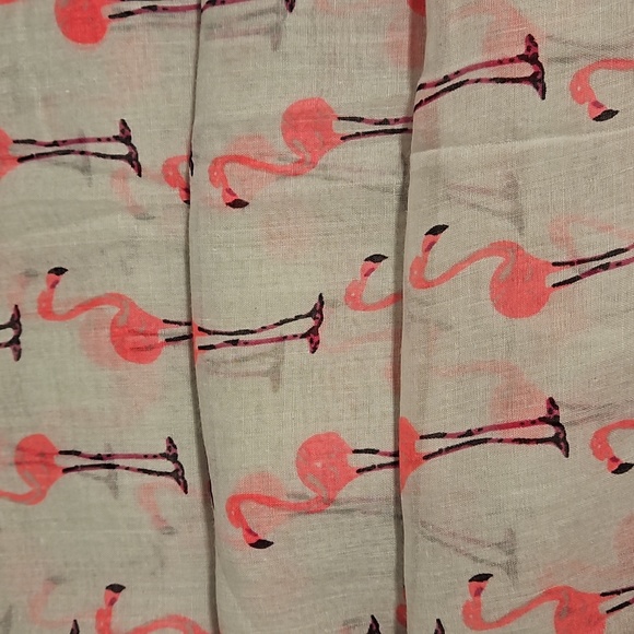 Pink flamingos on a mint green background long scarf Nordstrom NWOT animal print - Picture 4 of 5